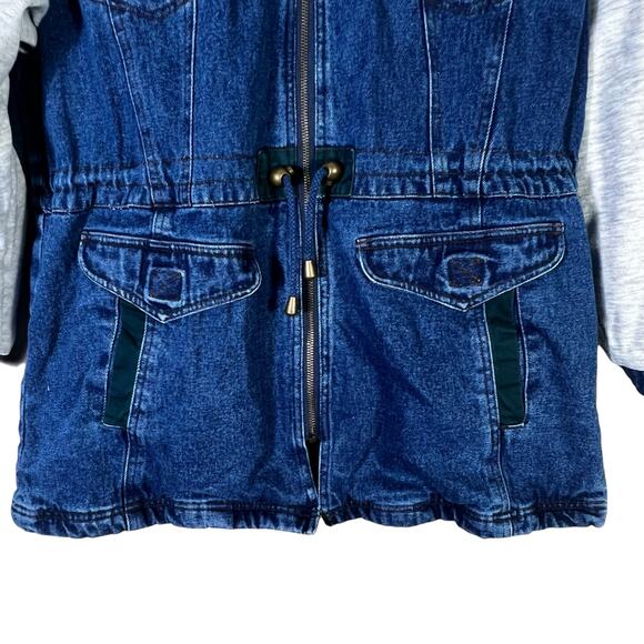 Vintage Out Brook Dark Wash Denim Hooded Jacket Womens M Blue Streetwear Casual - Picture 4 of 7
